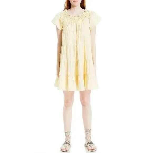 Max Studio Women's Yellow Smocked Babydoll Dress - Picture 1 of 12